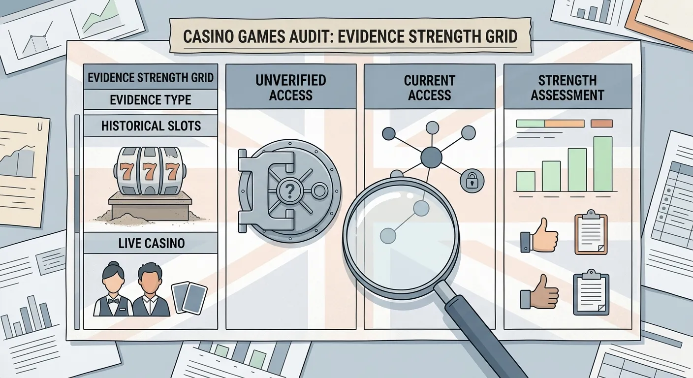 Neutral evidence grid for NationalBet historical slots, live casino and unverified current access